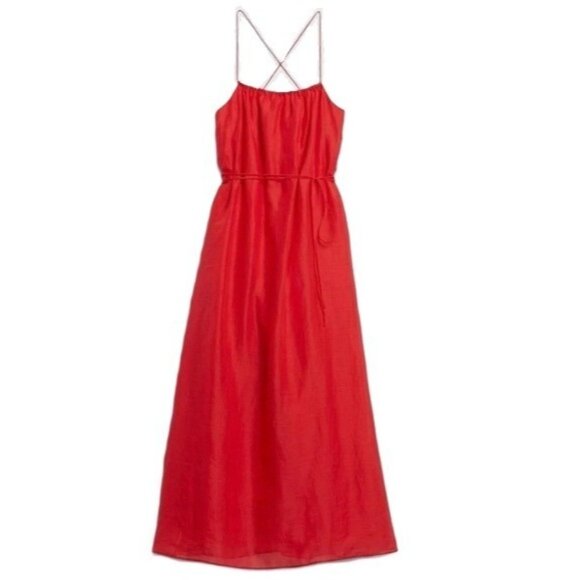 NWT Banana Republic Ramie Gathered Maxi in Strawberry Delight Dress L - Picture 1 of 10